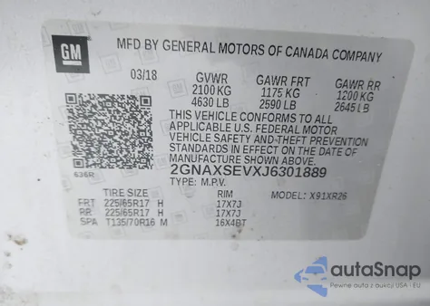 2018 Chevrolet Equinox Lt from USA, damaged, VIN 2GNAXSEVXJ6301889